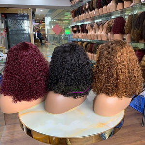 Perruque en cheveux humains naturels, coupe bob, super double trame, 14 pouces, boucles luxueuses, fermeture 4x4, perruque bob en cheveux humains - Product Image 3