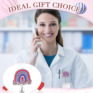 थोक बैज रील ग्लिटर एक्रिलिक रिट्रेटेबल आईडी डॉक्टर नर्स बैज रील धारक एलीगेटर क्लिप - Product Image 2