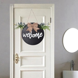 ป้ายต้อนรับไม้ทรงกลมตกแต่งบ้านลายดอกทานตะวันพร้อมโบว์  ลายพืชสไตล์โมเดิร์นฟาร์มเฮาส์  แพ็คเกจหลายชิ้น - Product Image 4