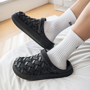 Men's Summer <b>Clogs</b> Breathable PVC Upper EVA Outsole Thick Sole Casual Beach Sandals Slip on Youth Style 8810 Beige Black - Product Image 4