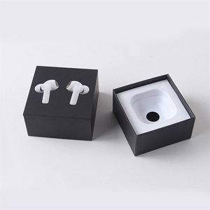 Fast shipping in stock Ready‑Made Black Rigid <b>Paper</b> Box, Top&Bottom Lid For Wireless Bluetooth Earphones Packaging - Product Image 1
