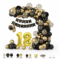 Kit de guirlande de ballons en latex noir et or de luxe, décorations de fête d'anniversaire, ensemble d'arche de ballons métalliques, durable et écologique