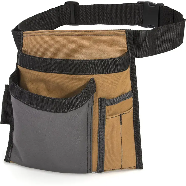 Pochette de ceinture à outils simple face en toile durable à 5 poches/tablier de travail pour peintres, charpentiers et constructeurs,