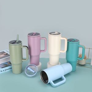 Cross-border Portable Handle Straw Cold-keeping Ice Cup Double-wall Vacuum Insulation 304 Stainless Steel Vacuum <b>Flask</b> <b>Bottle</b> - Product Image 2