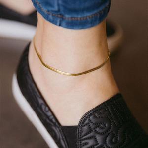 Bracelets de cheville en acier inoxydable plaqué or, 4MM, 14K, Figaro torsadé, serpent plat, chaîne à maillons, pour femmes et hommes, bijoux de <span class=keywords><strong>pied</strong></span> - Product Image 5