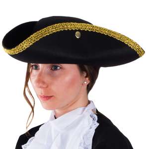 Chapeaux de fête drôles d'Halloween Chapeau tricorne de style colonial-Chapeau tricorne colonial de luxe de la guerre révolutionnaire - Product Image 6