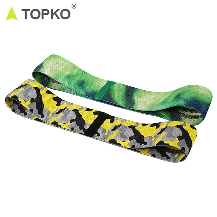 Topko Custom Fitness Gradiënt Kleur Bande De Weerstand Elastische Yoga Oefening Non Slip Stof Weerstand Hip Sterkte Bands Set