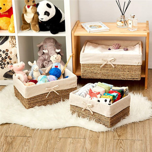 Cestini portaoggetti a cubo di <span class=keywords><strong>vimini</strong></span> cestino intrecciato a mano <span class=keywords><strong>contenitore</strong></span> in Rattan intrecciato stoviglie cestini dispensa con coperchi bagni rimovibili - Product Image 3