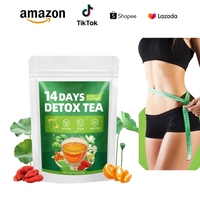 Teh Detoks Pelangsing Rasa Herbal Alami 14 Hari untuk Menurunkan Berat Badan, Kemasan Segar dalam Kantong/Kotak