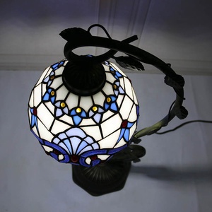 <span class=keywords><strong>Lampe</strong></span> de bureau méditerranéenne en verre teinté artisanal LongHuiJing, 8 pouces de haut, <span class=keywords><strong>lampe</strong></span> de table LED pour chambres à coucher - Product Image 4