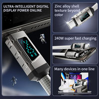 240W Eiskristall Digitales Schnellladekabel USB Geflochtenes PVC Zinklegierung TYP-C 1,5m Nylon-Ummantelung