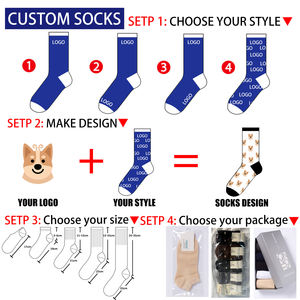 Fabricant de chaussettes personnalisées avec logo tricoté, fleurs, chaussettes <span class=keywords><strong>en</strong></span> coton personnalisées pour hommes, maquette et design gratuits - Product Image 4