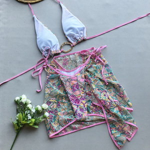 Conjunto <span class=keywords><strong>de</strong></span> Bikini Sexy <span class=keywords><strong>de</strong></span> Tres Piezas JSN 2025 con Cuello Halter y Aberturas para <span class=keywords><strong>Mujer</strong></span> con Lentejuelas <span class=keywords><strong>Traje</strong></span> <span class=keywords><strong>de</strong></span> <span class=keywords><strong>Playa</strong></span> <span class=keywords><strong>de</strong></span> Moda para Damas - Product Image 4