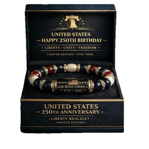 American Flag Stainless Steel <b>Beaded</b> <b>Bracelet</b> Commemorative Gift for 250th Anniversary with Natural Stone Energy Design - Product Image 4