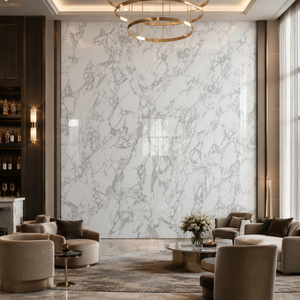 Losa de piedra sinterizada con aspecto de mármol blanco Arabescato, baldosa de porcelana con aspecto de mármol pulido de 1600 x 3200 x 12 mm para encimera de pared - Product Image 5