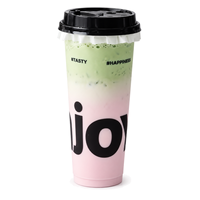 Gobelet en plastique PP imprimé sur mesure avec couvercle noir pour thé au lait, matcha latte et café glacé – Vente en gros