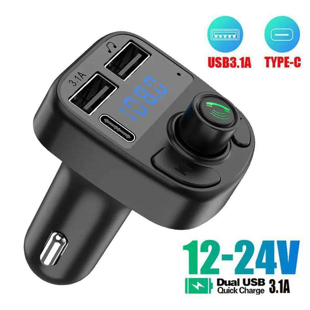 Car Charger FM Modulator Handsfree Call Support TF Card USB Disk MP3 Player