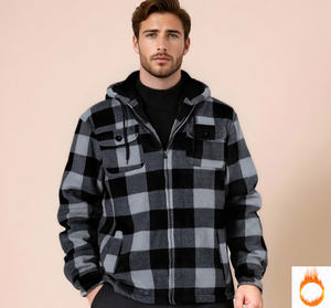 Veste chemise en flanelle polaire à carreaux pour hommes Manteau <span class=keywords><strong>de</strong></span> <span class=keywords><strong>travail</strong></span> épais et <span class=keywords><strong>chaud</strong></span> pour le printemps Vêtements d'extérieur en Sherpa Veste doublée pour hommes - Product Image 6