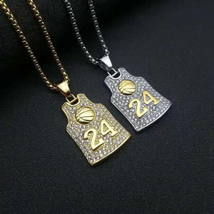Acero Inoxidable <span class=keywords><strong>Kobe</strong></span> <span class=keywords><strong>Bryant</strong></span> # Collar de <span class=keywords><strong>Baloncesto</strong></span> con Colgante de Zirconia en Forma de Bola, Cadena de Eslabones, Joyería - Regalo - Product Image 3