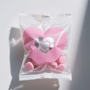 Tình Yêu Hình Màu Hồng Thiết Kế Thực Phẩm Cấp Rõ Ràng Nhựa Vây/Vòng Con Dấu Pouch Cho Kẹo Chip Sôcôla Màu Xanh Lá Cây Bao Bì Thực Phẩm - Product Image 1