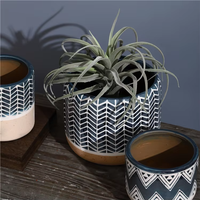 2026 Nouvel An En Gros Bleu Pot De Fleur En Céramique avec Finition Vitrée et Trou De Drainage À La Main pour Intérieur Décor À La Maison pour Hôtels