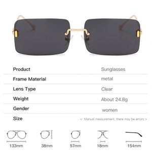 Gafas de Sol Personalizadas con Logotipo, Estilo Vintage, Lentes Transparentes Color Océano, Protección UV400, Patillas Metálicas, Montura Cuadrada sin Aro, para Hombre y Mujer - Product Image 5