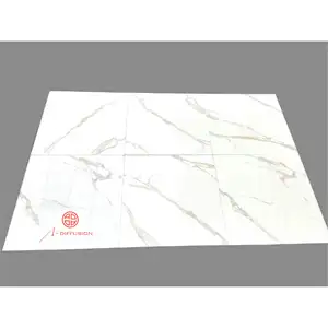 Piastrelle per pavimenti in ceramica lucida in marmo bianco moderno porcellana lucidata 600x600 con struttura in pietra naturale e superficie smaltata