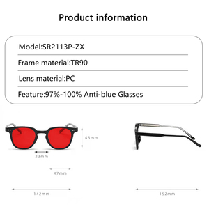 Modeklassiek TR90 optisch montuur gele oranje lens bril designer custom unisex anti-blauw licht filterende bril - Product Image 3