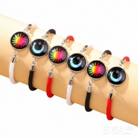 Ensemble de bracelets pour couple Soleil Lune Étoile, bracelet d'amitié en corde tressée rouge et noir, chaîne réglable pour les amoureux