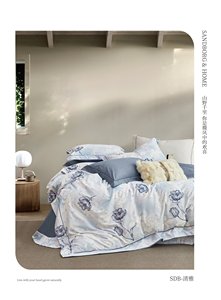 Yilian 부드러운 면 침구 세트 식물성 꽃 이불, 시트, 베갯잇 및 샴이있는 가방에 퀸 사이즈 침대 - Product Image 4