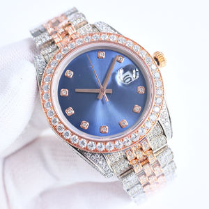 Montre en moissanite glacée |   Montre mécanique de luxe avec mouvement ETA, bracelet en acier inoxydable, style <span class=keywords><strong>r</strong></span>étro, cadran à aiguilles, 41 mm, plaqué or, VVS - Product Image 4