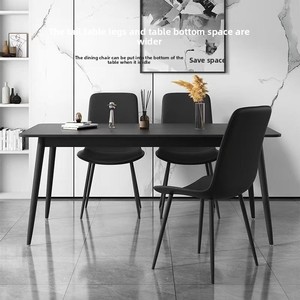 Bộ bàn ăn đá đen kiểu Ý dành cho căn hộ nhỏ, hiện đại, hình chữ nhật, kết hợp ghế kim loại, bộ bàn ăn gia đình đơn giản - Product Image 2