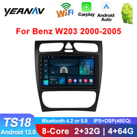 Autoradio 9 ''Android 13 8Core 4 + 64 pour Mercedes-Benz W203 2000-2005 CarPlay Android Auto GPS WiFi BT FM Fascia Panel Car Stereo