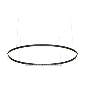 Lustre à anneau en aluminium de conception créative 1500mm de diamètre pendentif LED argenté luminaire suspendu avec <span class=keywords><strong>cordons</strong></span> réglables et auvent - Product Image 2