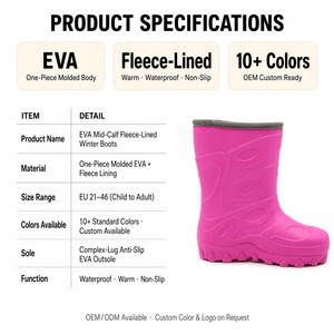 Custom Ultra Lightweight EVA Snow Rain Boots Thick Plush Interior Mid Calf Waterproof Anti Slip Cold Winter Mud Rain <strong>Wellies</strong> - Product Image 5
