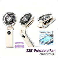 Conception pliable 235 °    Ventilateur de cou portable BLDC, 5 vitesses, écran LED, pour les voyages d'été en plein air, cadeau, camping, plage, concerts