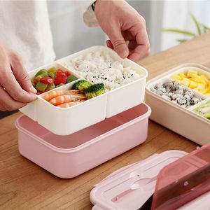 กล่องข้าวพลาสติกแบบแบ่งช่อง 3 ช่อง พร้อมช้อนส้อม สำหรับเด็ก ปลอดสาร BPA ใช้ซ้ำได้ ลดราคา - Product Image 5