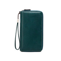 Dompet Zipper PU Matte Solid dengan Logo Custom, Dompet Tangan Wanita Buatan Tangan, Ringan, Portabel, Organizer Harian untuk Grosir