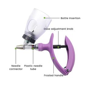 <span class=keywords><strong>Seringue</strong></span> continue à dose réglable 5ml pistolet d'injection de vaccin vétérinaire en <span class=keywords><strong>plastique</strong></span> violet pour gros animal pour bétail - Product Image 2