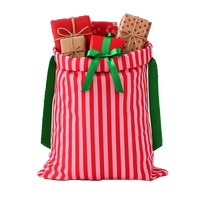 Sac de Noël en Toile à Rayures avec Nœud en Ruban pour Bonbons Sac de Père Noël par Sublimation
