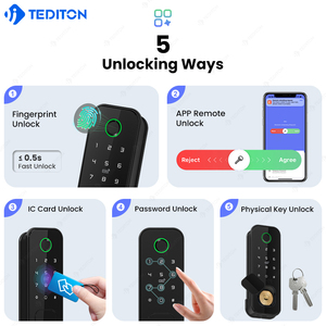 Tediton thông minh rim khóa cho kim loại cổng không thấm nước ngoài trời kỹ thuật số Wifi vân tay điện tử thông minh khóa cửa - Product Image 2
