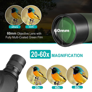 삼각대가 있는 <span class=keywords><strong>20</strong></span>-60x60 HD 스포팅 스코프, 휴대용 가방 및 스코프 전화 어댑터-BAK4 45 도 각도 스포터 스코프 - Product Image 2