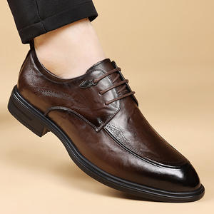 Nouvelles chaussures décontractées en cuir vieilli délavé 2026, chaussures derby à semelle extérieure, chaussures habillées à lacets à bout pointu tendance pour le bureau - Product Image 3