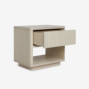 Table de chevet moderne blanche pour chambre à coucher avec tiroir en bois - Product Image 3