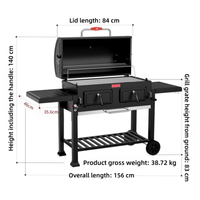 Chariot multifonction pour l'extérieur, Grill au charbon de bois, avec rôtissoire, haute qualité SS304