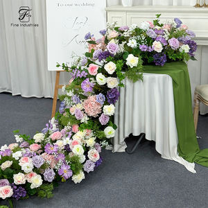Flor de Seda Artificial Realista Hecha a Mano, Color Blanco y Morado, Planta Verde, Gypsophila, Decoración de Boda - Product Image 1