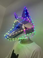 Masque LED tête de renard, casque lumineux RGB programmable pour boîte de nuit, festival et fête d'Halloween