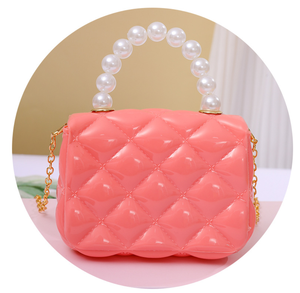 マルチカラーキッズミニバッグ2025トレンドPVCゼリー財布キャンディーカラーチェーンクロスボディバッグ女の子プリンセスパールハンドルハンドバッグ - Product Image 6