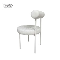Chaise de salle à manger en velours blanc nordique durable de luxe avec pieds en métal pour salon et appartement, provenance Chine