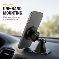 Support magnétique de téléphone portable pour voiture avec ventouse, aimant N52, bras mécanique réglable à 360 degrés, petit format et vue dégagée